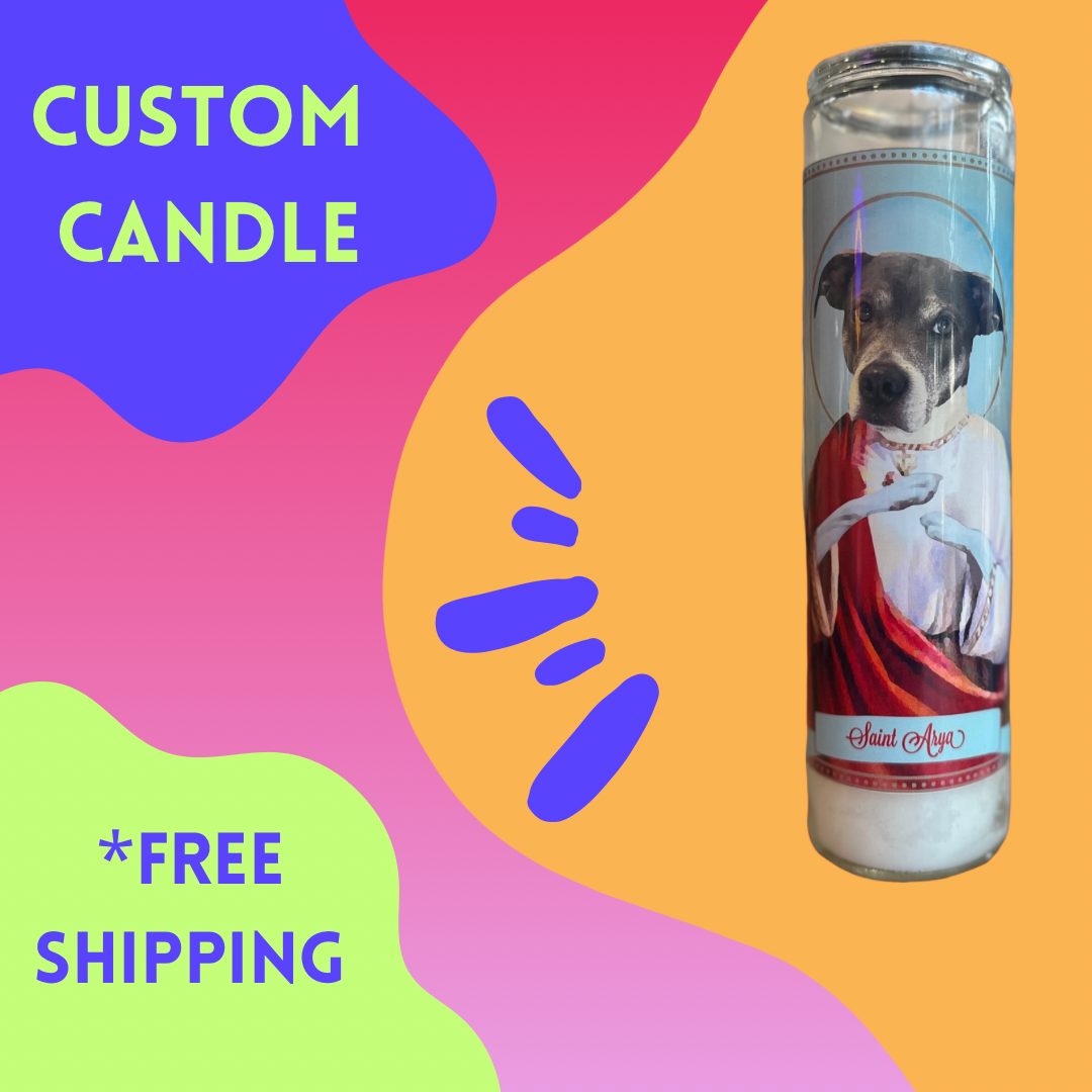Personalized Custom Pet Devotional Prayer Saint Candle