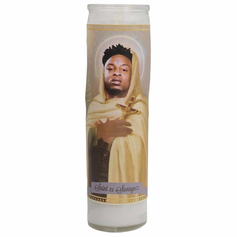TwentyOne- 21 Savage Devotional Prayer Saint Candle - Mose Mary and Me