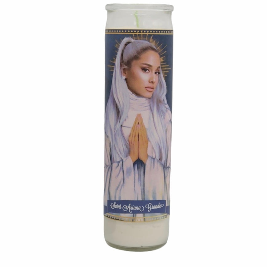 Ariana Grande Devotional Prayer Saint Candle - Mose Mary and Me