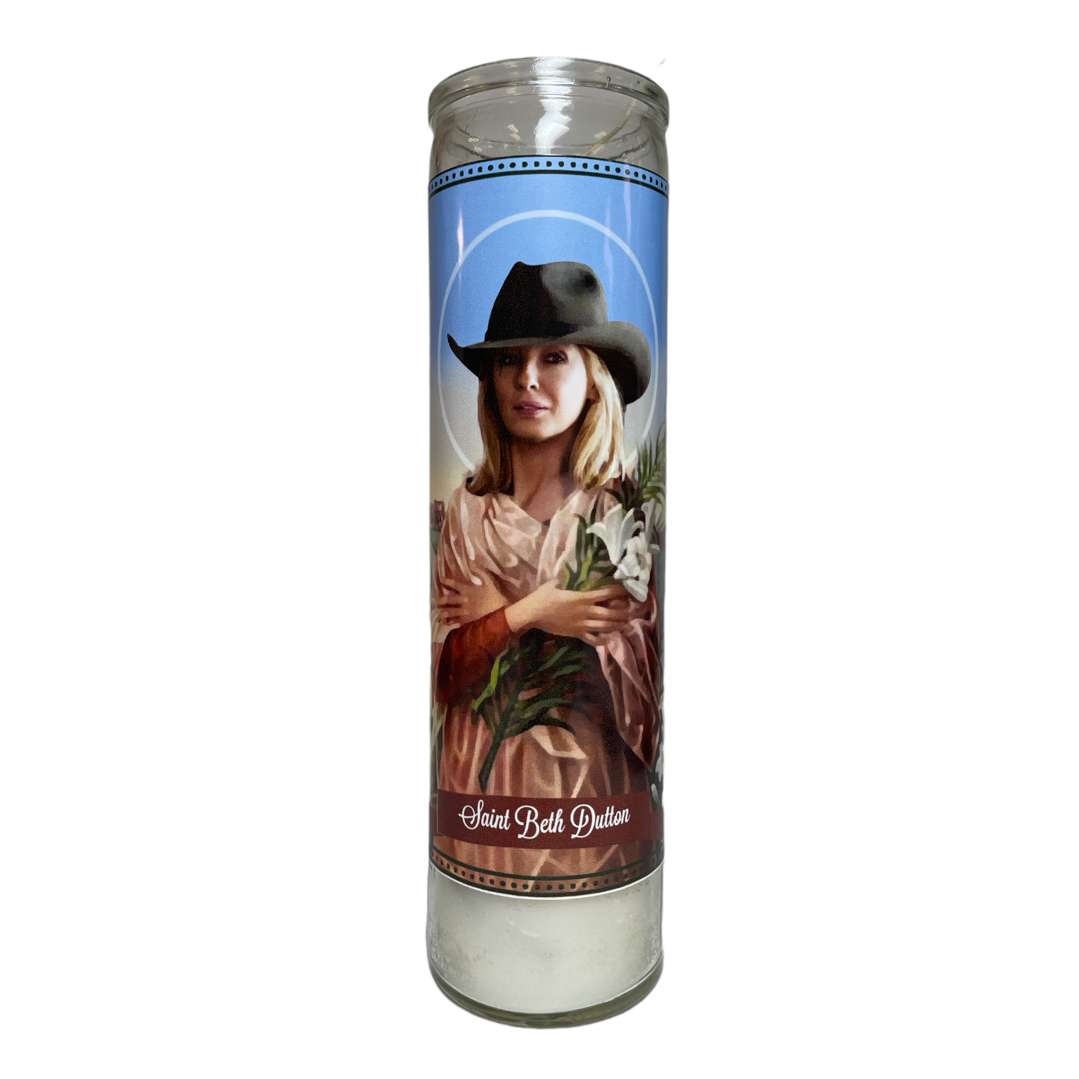 Cast of Yellowstone Devotional Prayer Saint Candle - Mose Mary and Me
