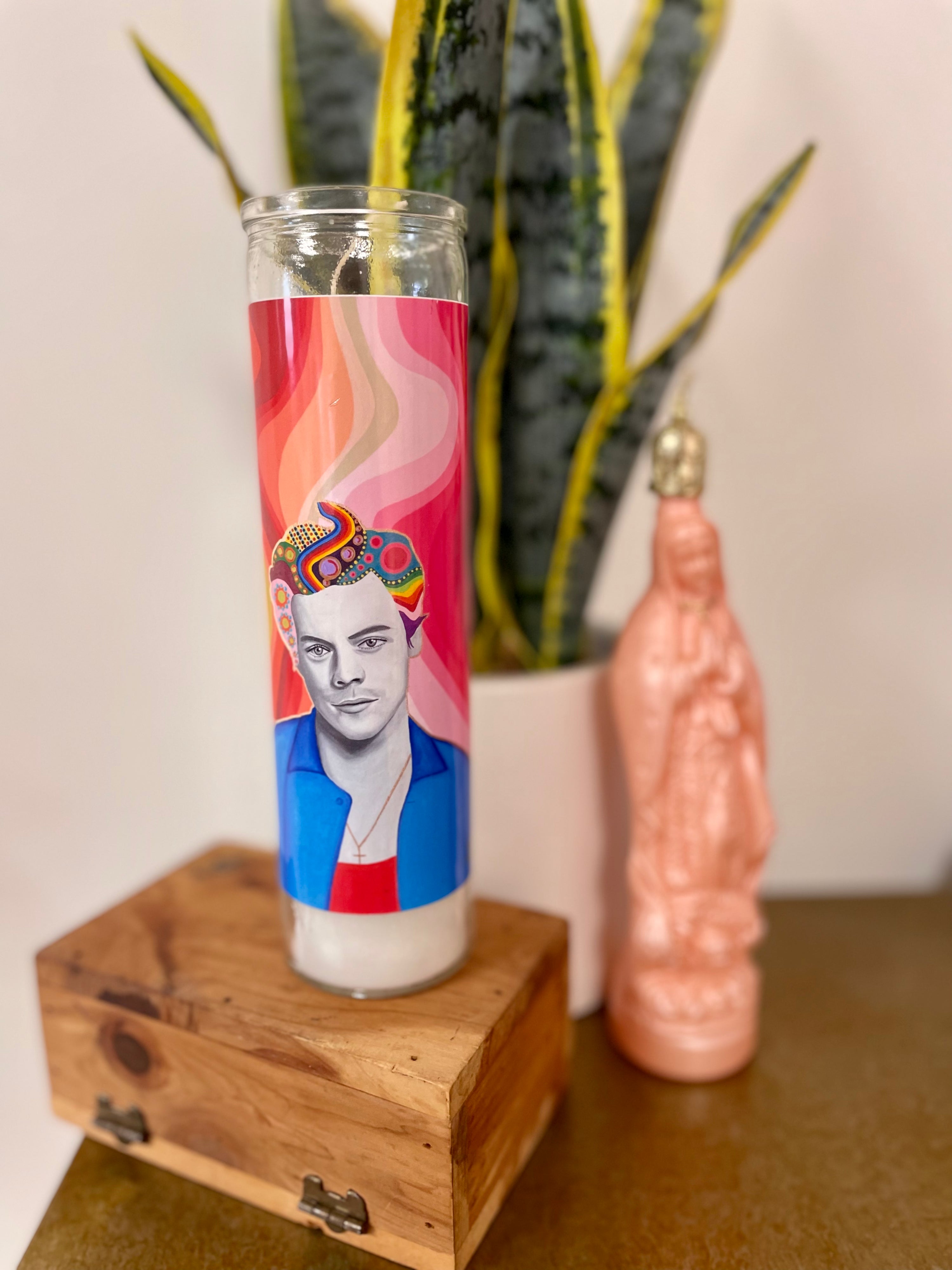 Chelsea Merrill Harry Styles Devotional Prayer Saint Candle - Mose Mary and Me