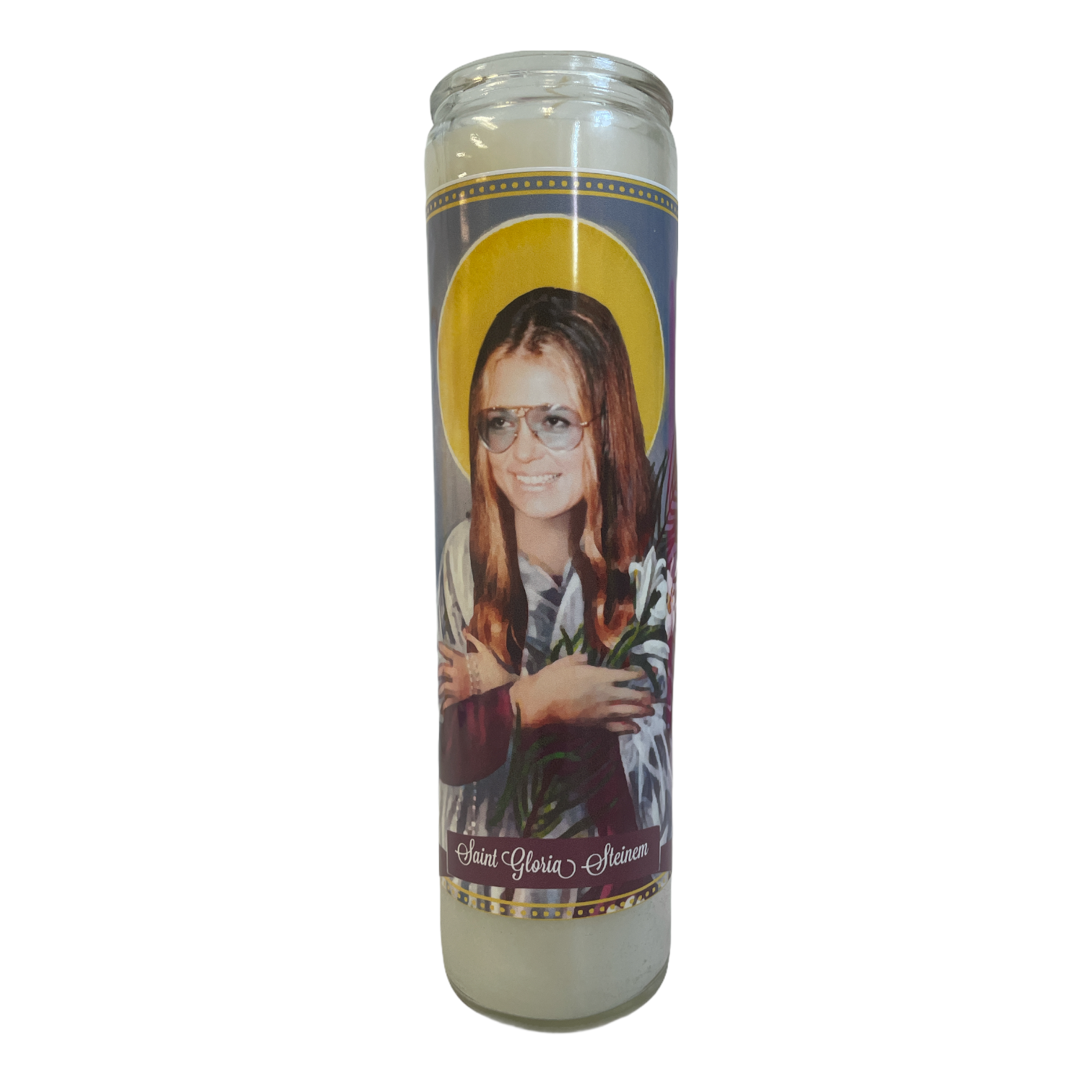Gloria Steinem Devotional Prayer Saint Candle - Mose Mary and Me