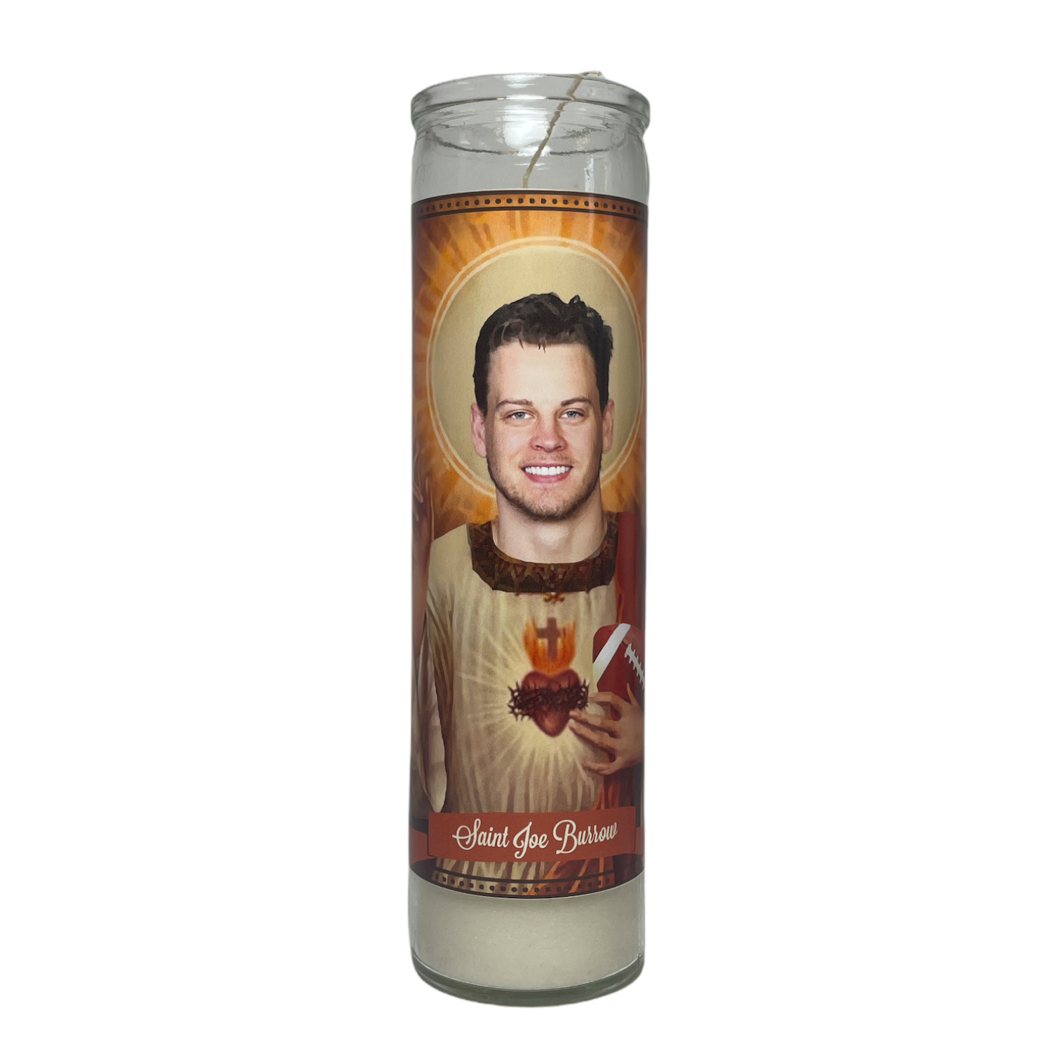 Joe Burrow Version 2 Devotional Prayer Saint Candle - Mose Mary and Me