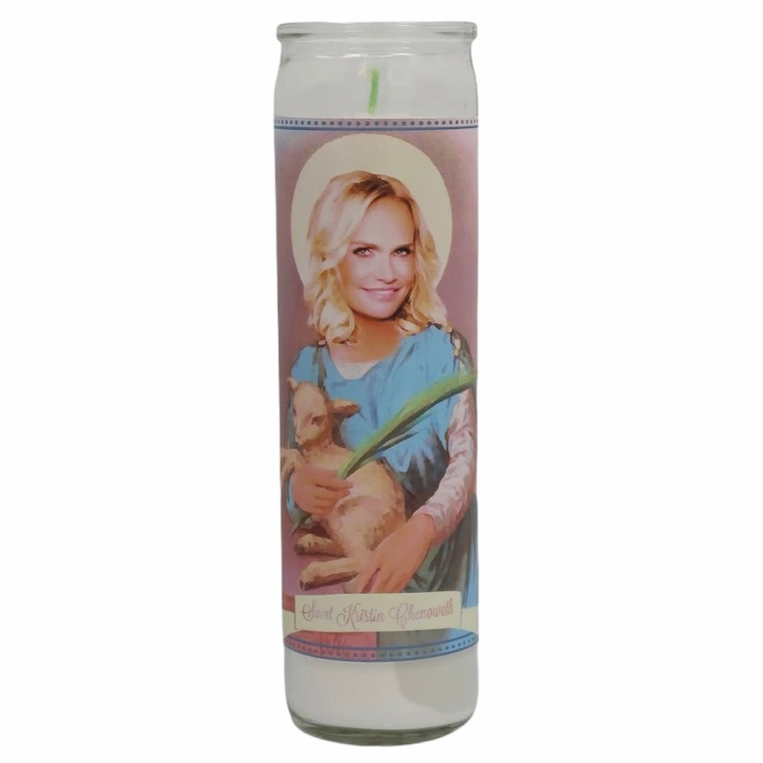 Kristin Chenoweth Devotional Prayer Saint Candle - Mose Mary and Me