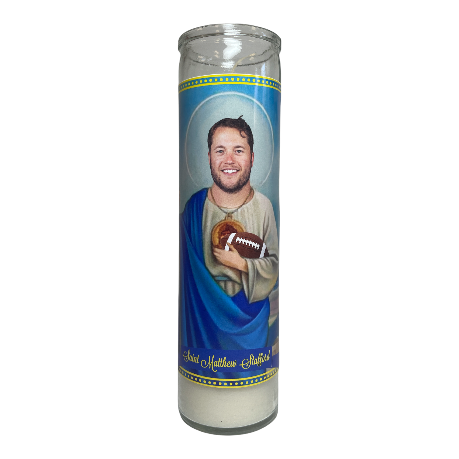Matthew Stafford Devotional Prayer Saint Candle - Mose Mary and Me