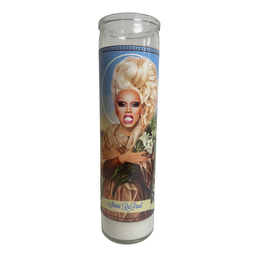 Ru Paul Devotional Prayer Saint Candle - Mose Mary and Me