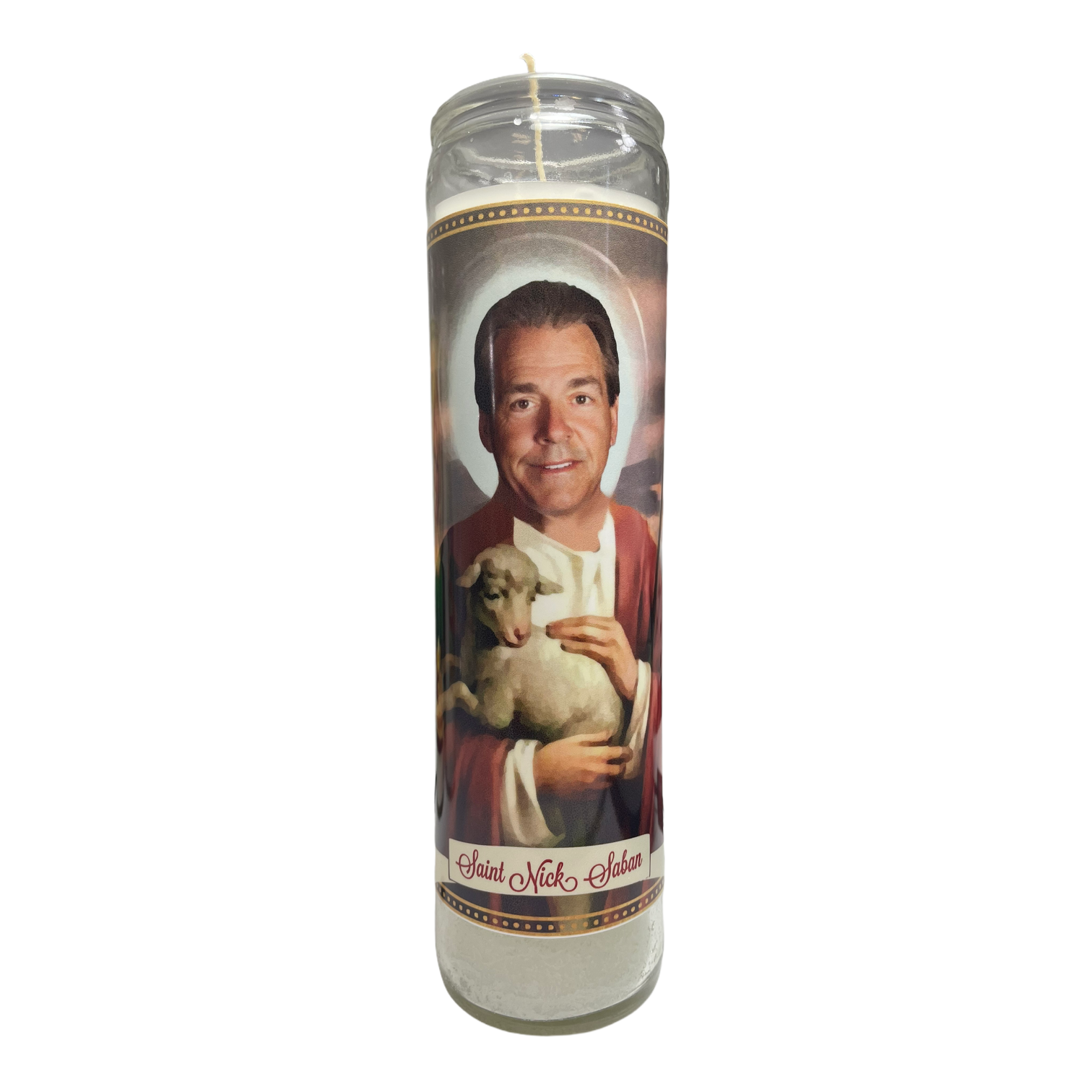 Nick Saban Devotional Prayer Saint Candle - Mose Mary and Me