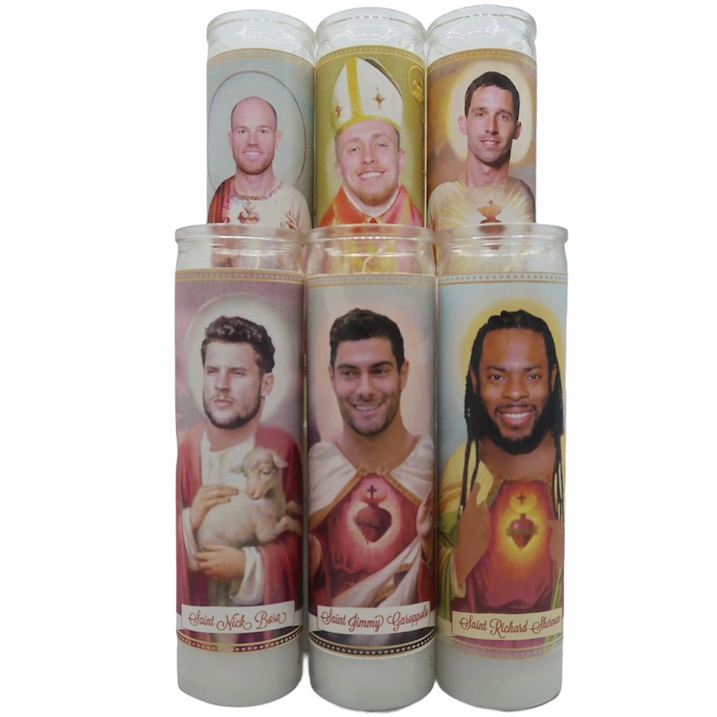 San Francisco 49ers Devotional Prayer Saint Candles - Mose Mary and Me
