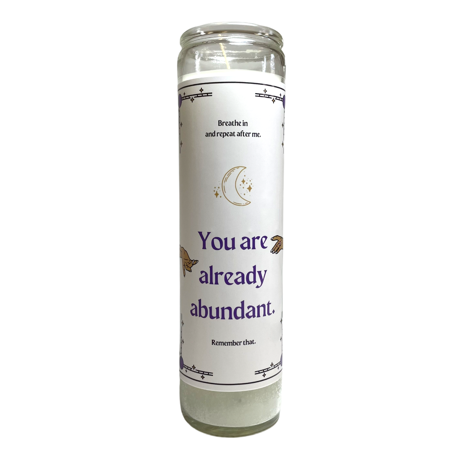 You Are Already Abundant Devotional Prayer Saint Candle - Mose Mary and Me