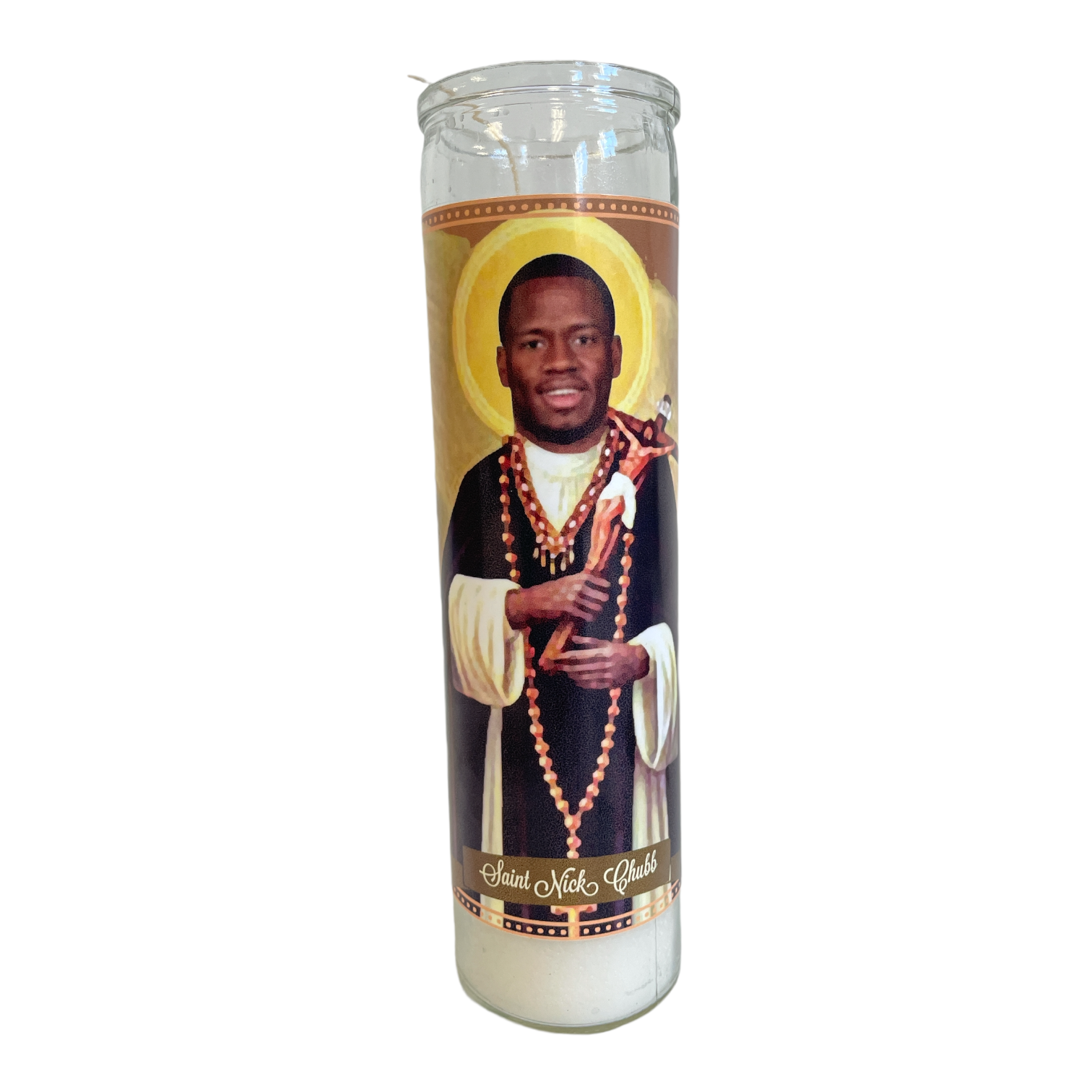 Nick Chubb Devotional Prayer Saint Candle - Mose Mary and Me