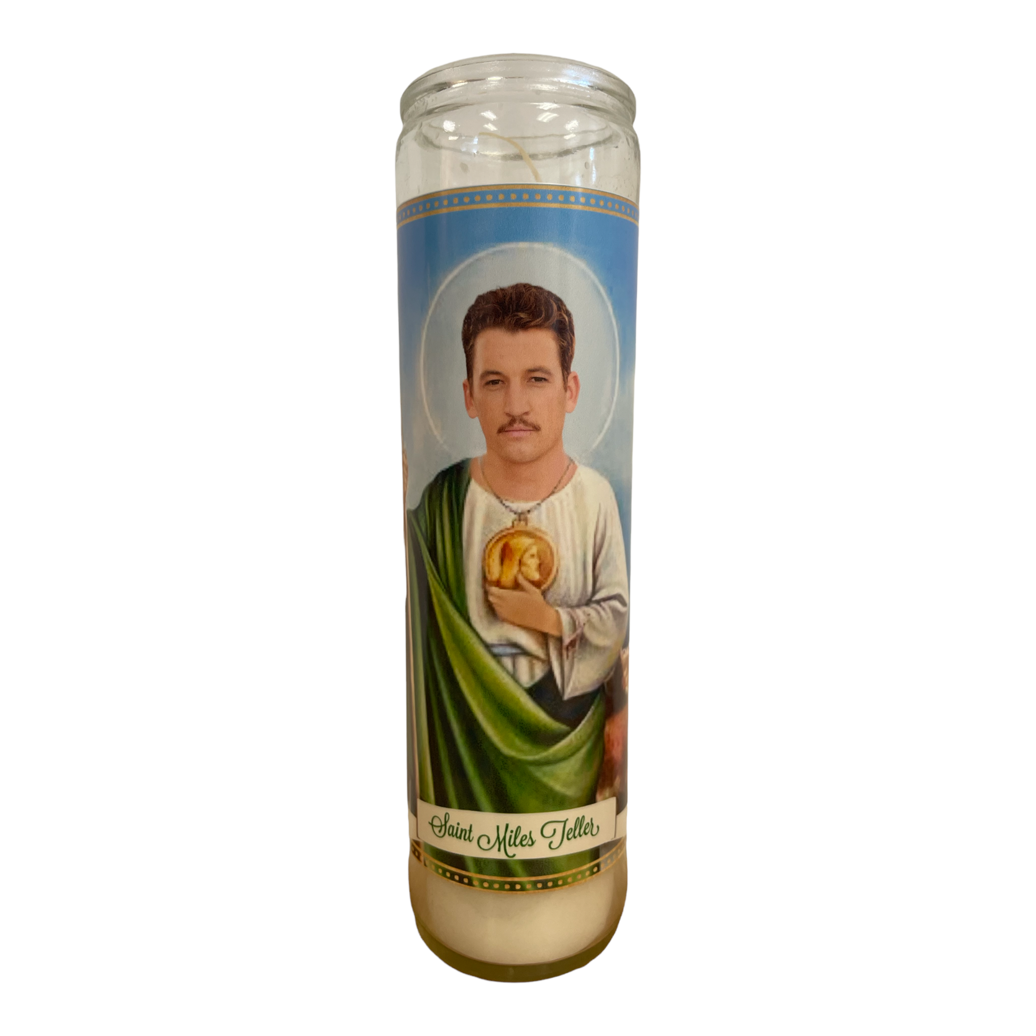 Miles Teller Devotional Prayer Saint Candle - The Luminary and Co.