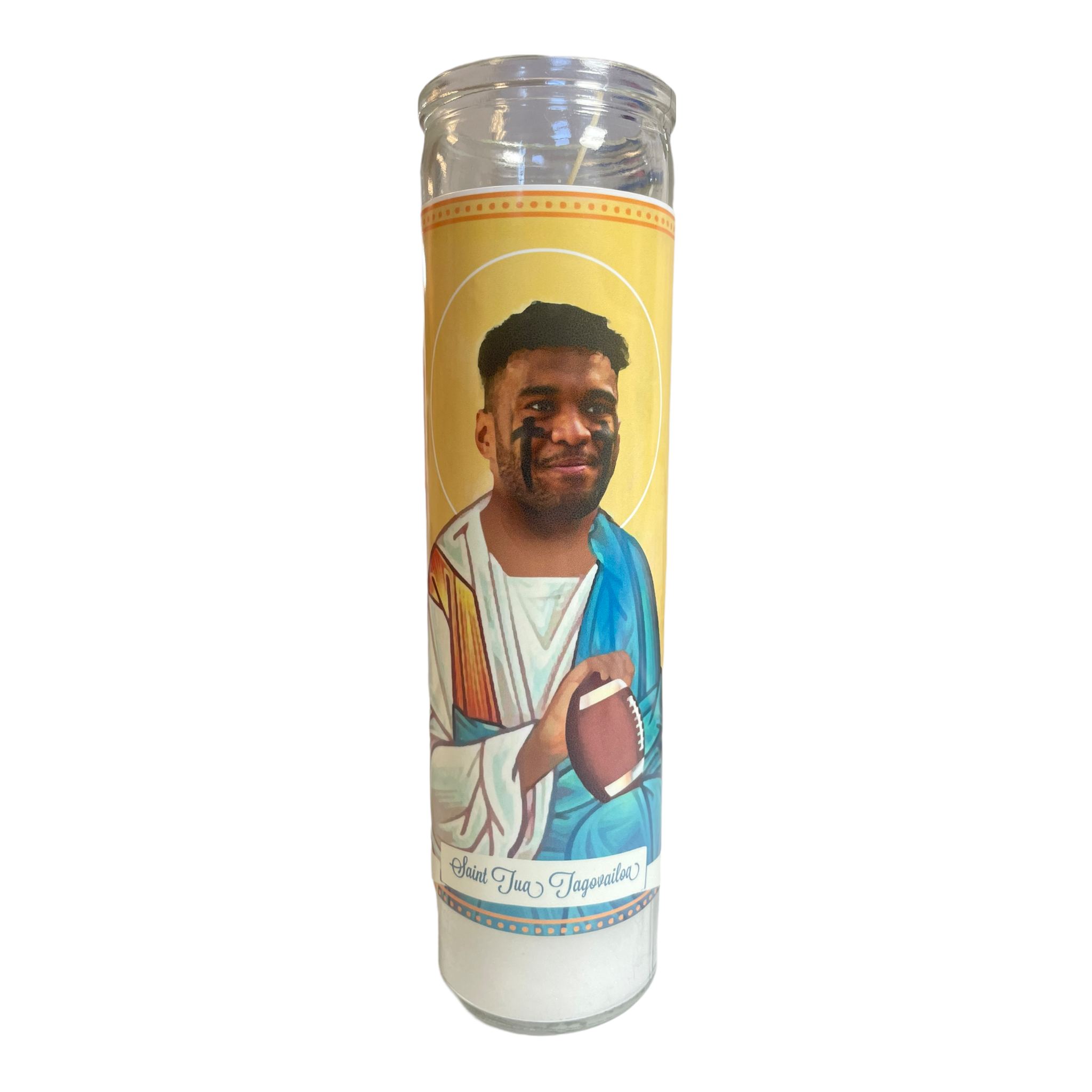 Tua Tagovailoa Devotional Prayer Saint Candle - Mose Mary and Me