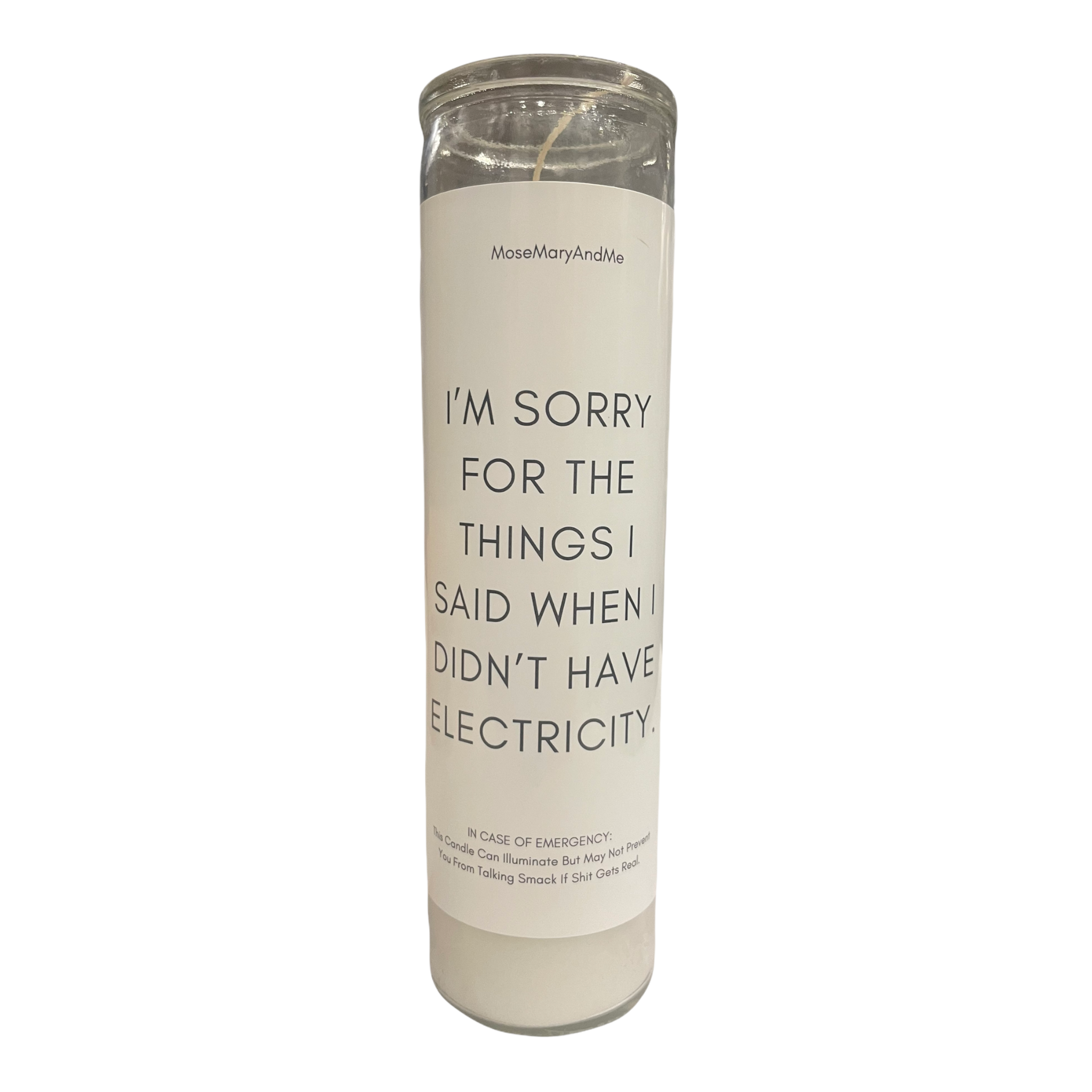 Sorry For The Things I Said When I Didn’t Have Electricity Devotional Prayer Saint Candle - Mose Mary and Me