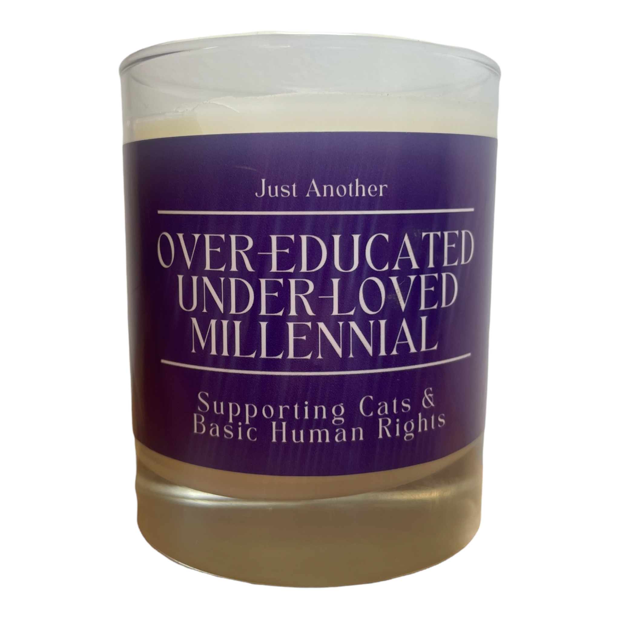 Over-Educated Under-Loved Millennial Lavender Scented Candle - The Luminary and Co.