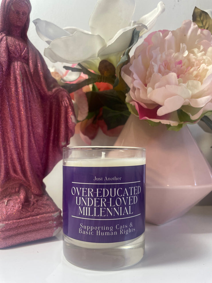 Over-Educated Under-Loved Millennial Lavender Scented Candle - The Luminary and Co. 