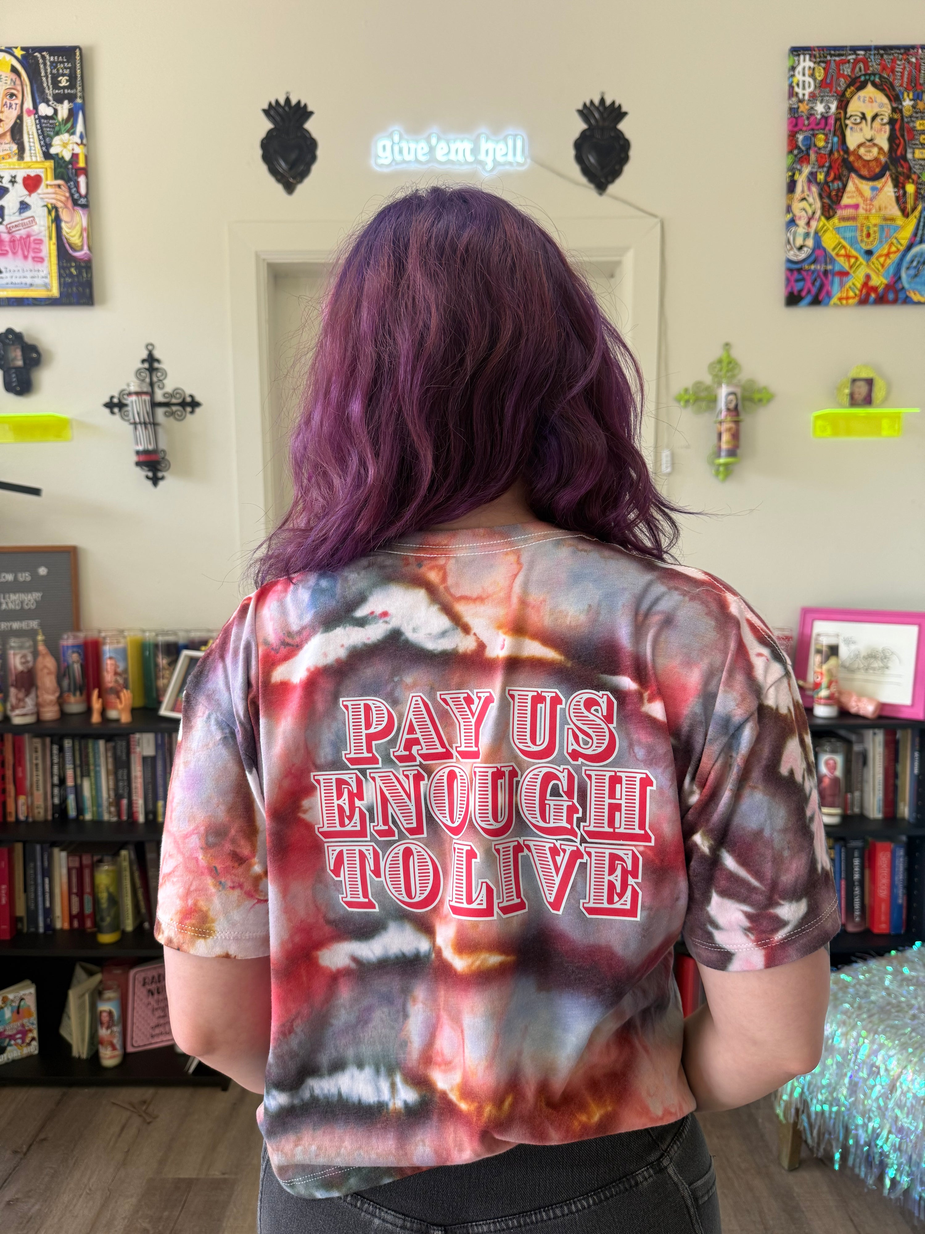 Pay Us Enough to Live Hand-Dyed Crop Top