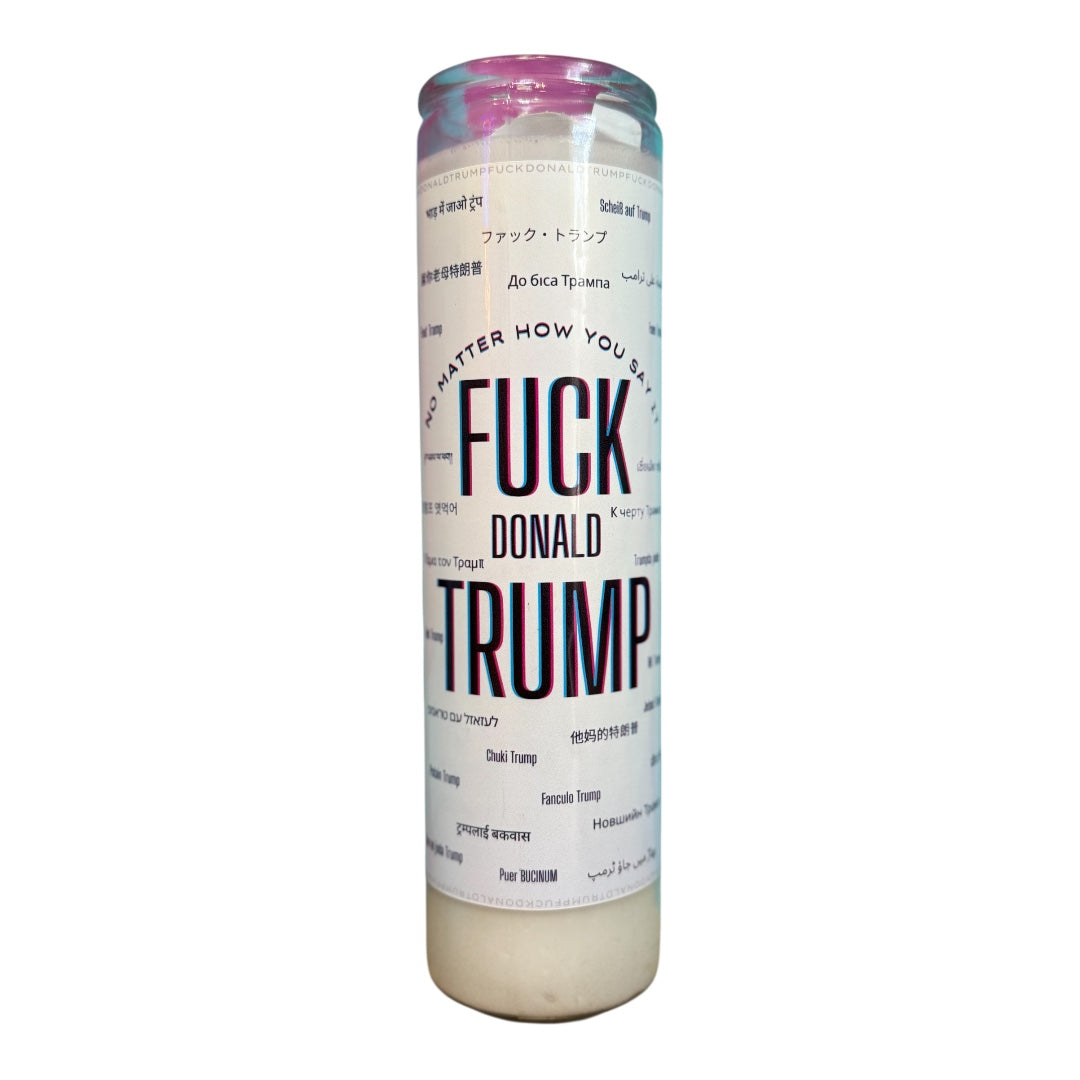 Fuck Donald Trump (Bilingual) Prayer Saint Candle