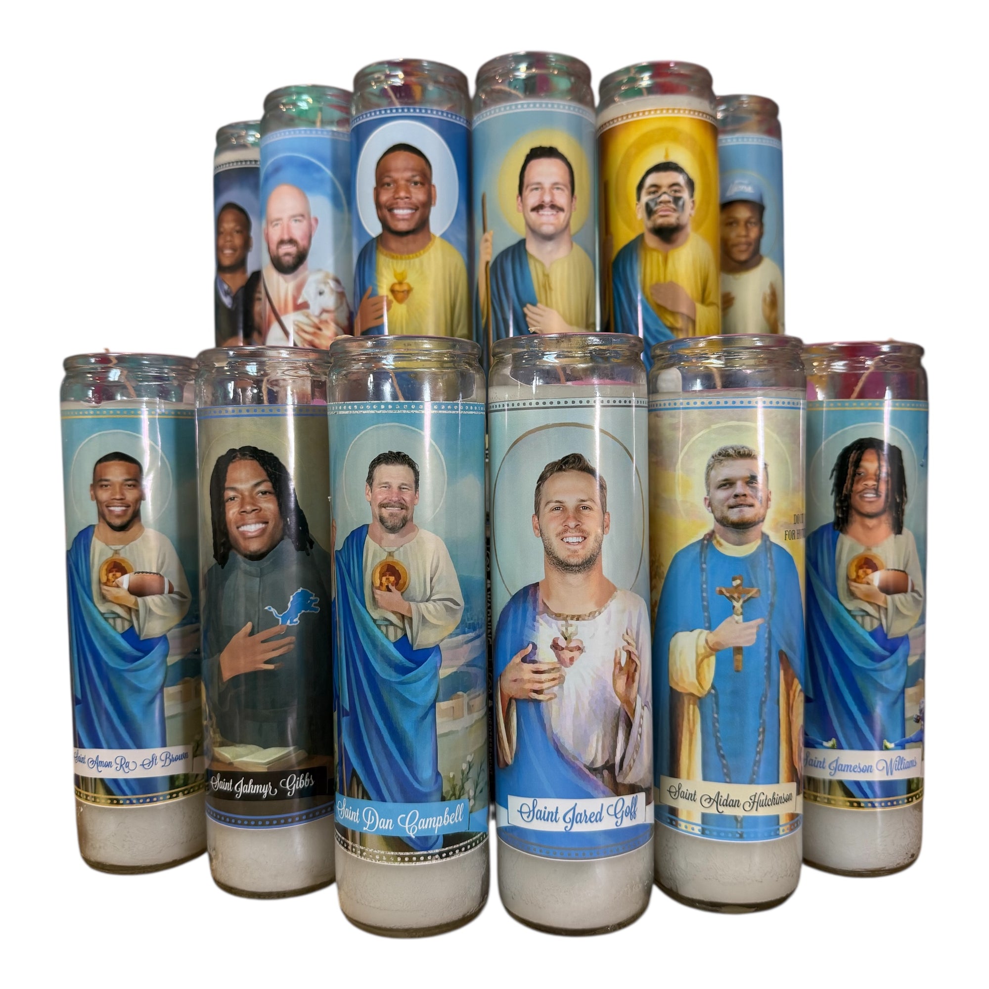 Choice of Candle from the Detroit Lions “Defend the Den" Prayer Saint Candles