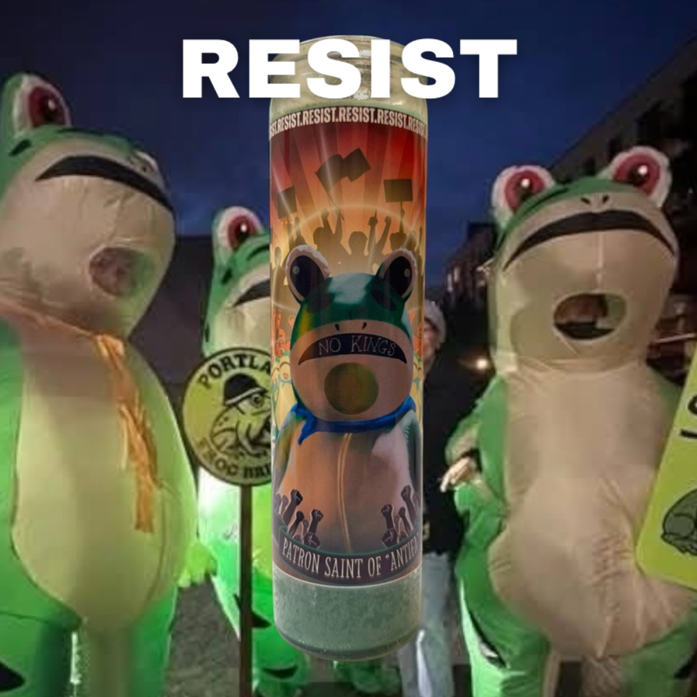 Inflatable Frog Antifa Resistance Prayer Saint Candle
