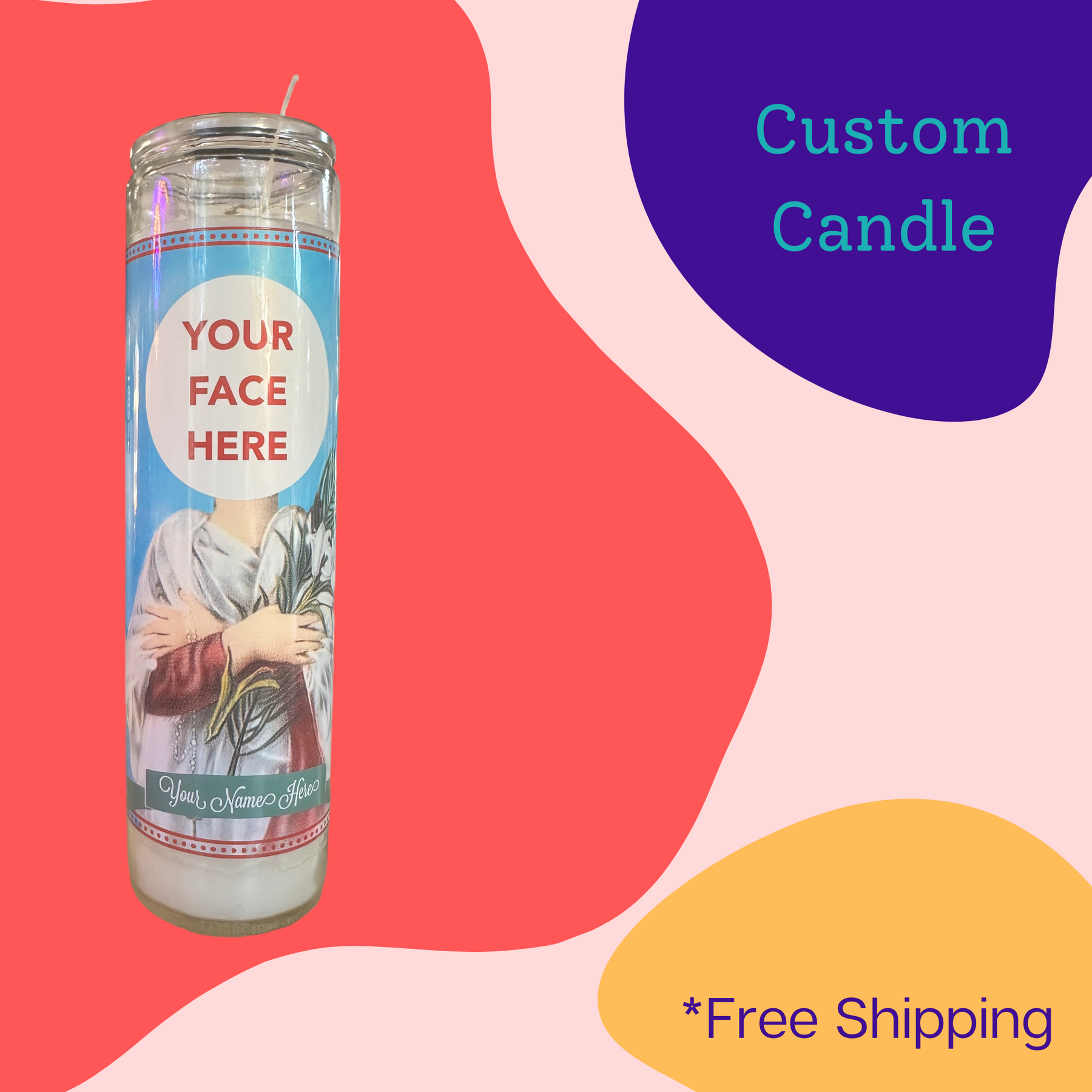 Personalized Custom Devotional Prayer Saint Candle