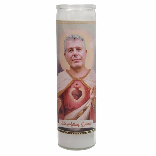 Anthony Bourdain Devotional Prayer Saint Candle - Mose Mary and Me