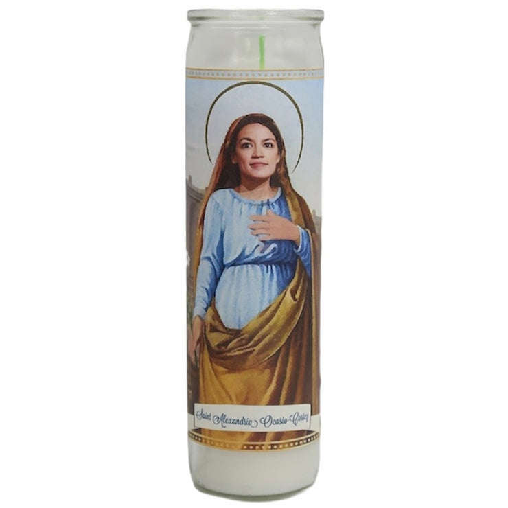 Alexandria Ocasio-Cortez Devotional Prayer Saint Candle - Mose Mary and Me