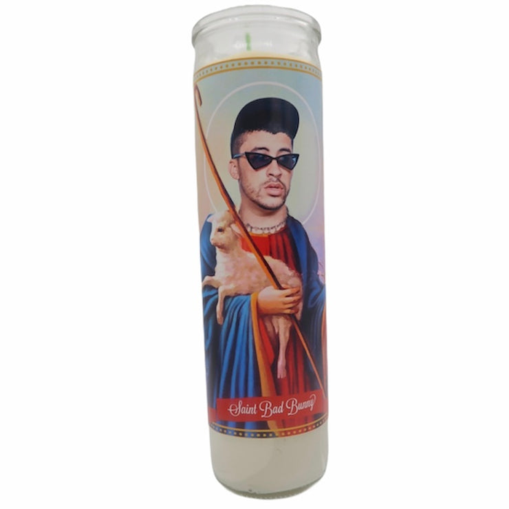 Bad Bunny Devotional Prayer Saint Candle - Mose Mary and Me