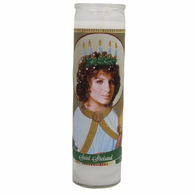 Barbra Streisand Devotional Prayer Saint Candle - Mose Mary and Me