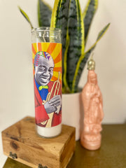 Chelsea Merrill Louis Armstrong Devotional Prayer Saint Candle - Mose Mary and Me