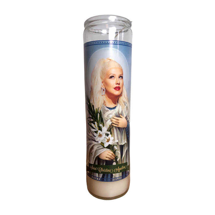 Christina Aguilera Devotional Prayer Saint Candle - The Luminary and Co. 
