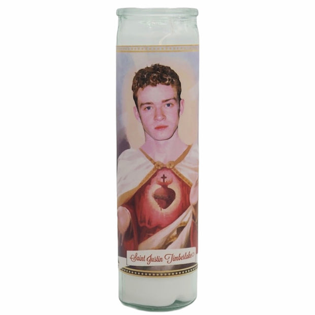 Justin Timberlake Devotional Prayer Saint Candle - Mose Mary and Me