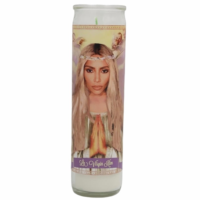 Kim Kardashian Devotional Prayer Saint Candle - Mose Mary and Me
