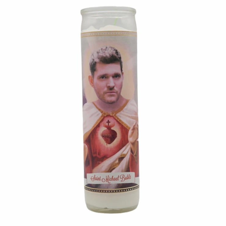 Michael Bublé Devotional Prayer Saint Candle - Mose Mary and Me