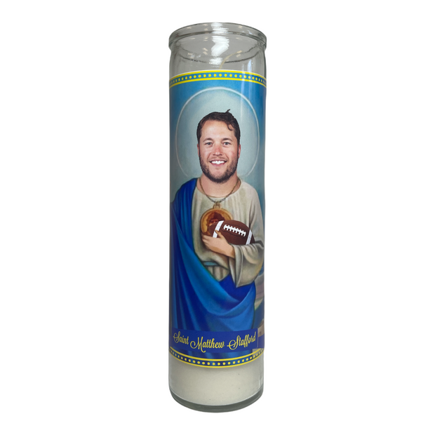 Matthew Stafford Devotional Prayer Saint Candle - Mose Mary and Me