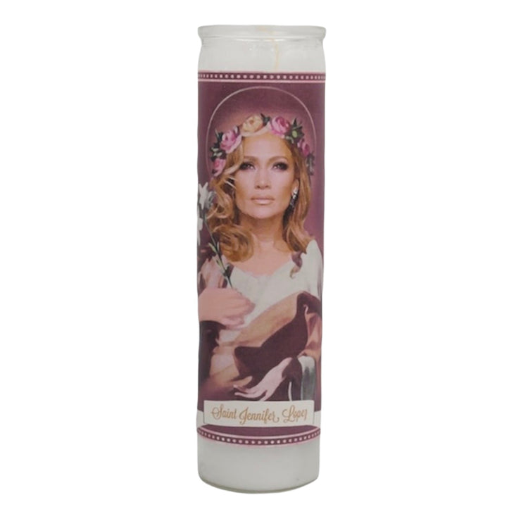 Jennifer Lopez Devotional Prayer Saint Candle - Mose Mary and Me