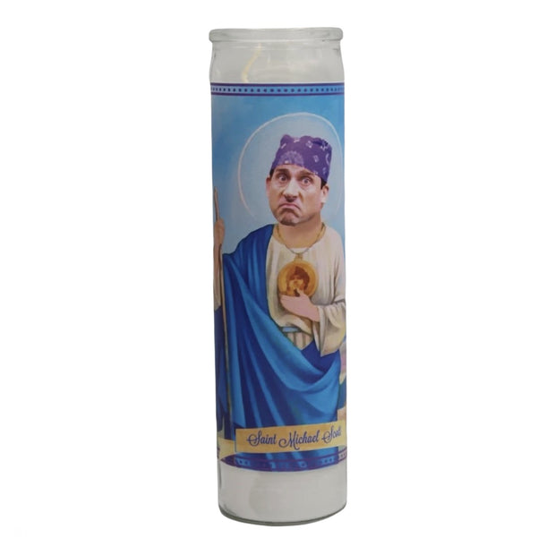 Michael Scott Prison Mike Devotional Prayer Saint Candle - Mose Mary and Me