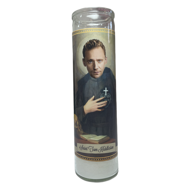 Tom Hiddleston Devotional Prayer Saint Candle - Mose Mary and Me