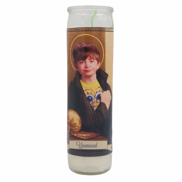 Unamused Kid Meme Devotional Prayer Saint Candle - Mose Mary and Me