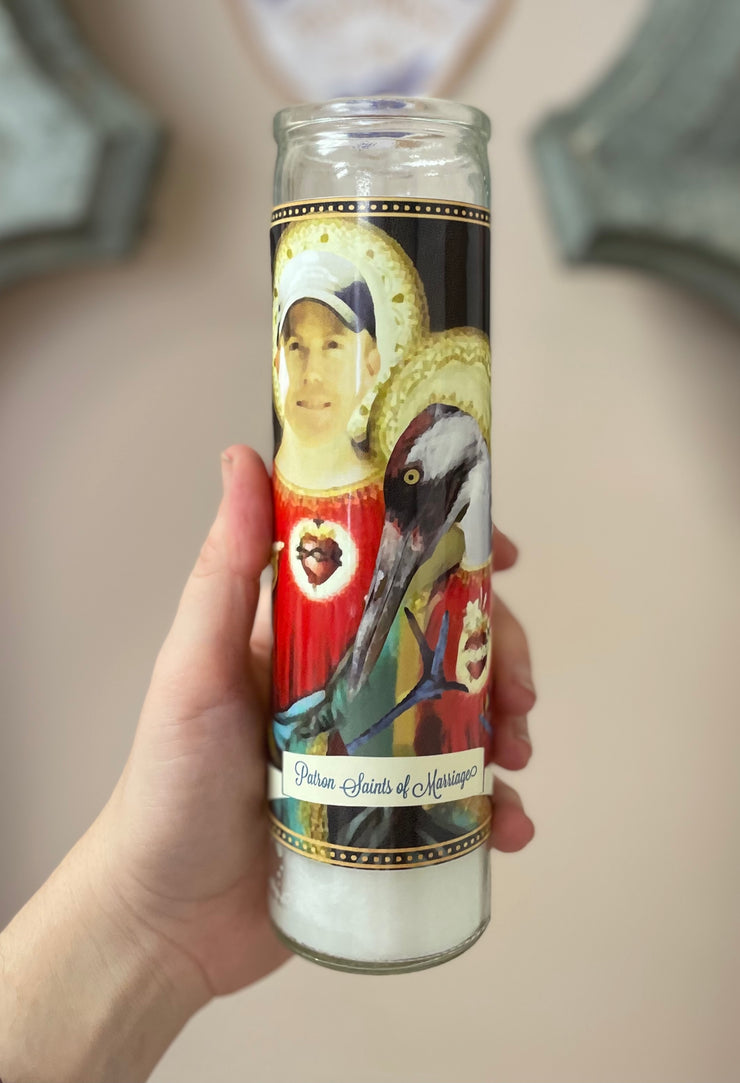 Walnut and Chris “Patron Saint of Marriage” Devotional Prayer Saint Candle - Mose Mary and Me