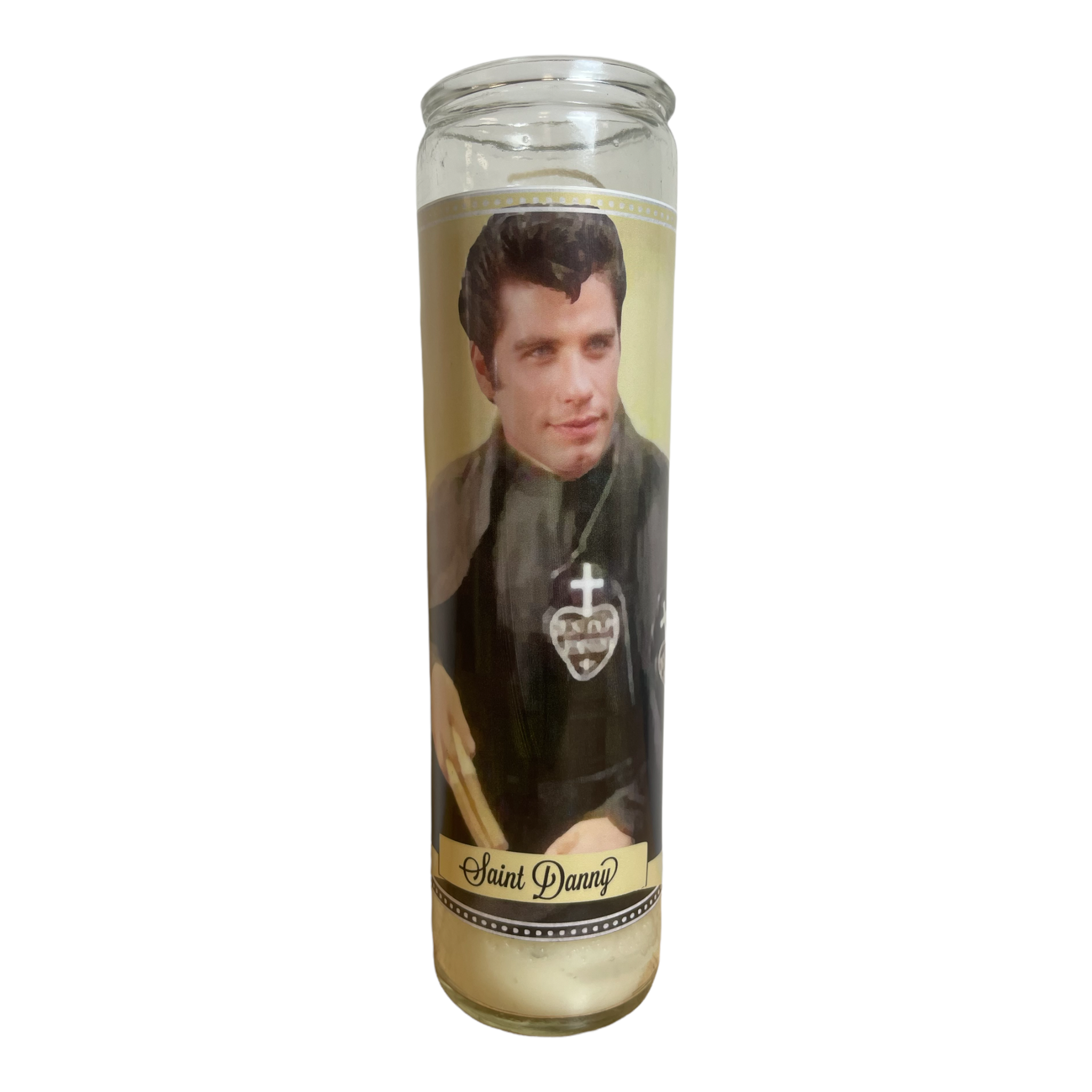Grease Danny and Sandy  Saint Prayer Devotional Candles