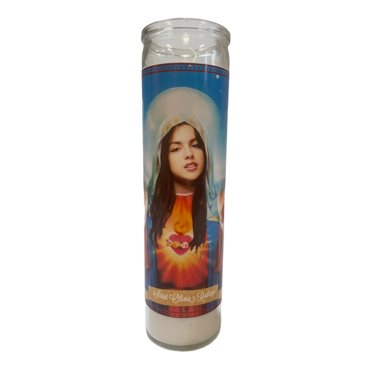 Olivia Rodrigo Devotional Prayer Saint Candle - Mose Mary and Me